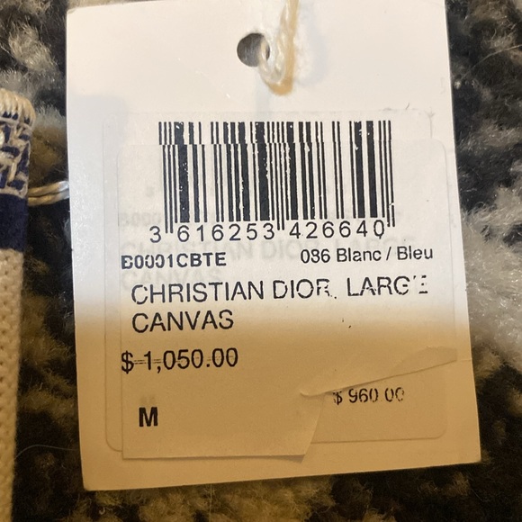 Christian Dior Embroidered Canvas Leather Blanc/Bleu size 80 - Picture 6 of 8